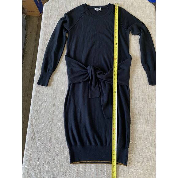 SONIA RYKIEL Womens 99% Wool Sweater Dress Black Long Sleeve Tie Waist S - Picture 7 of 16